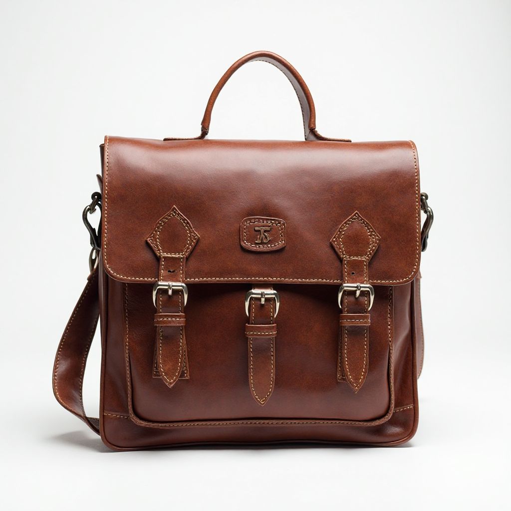 Monogrammed Leather Satchel
